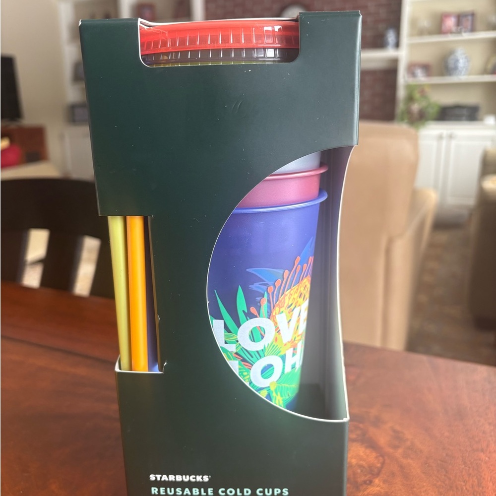 Hawaii. Starbucks Colorful Reusable Cups with Straws